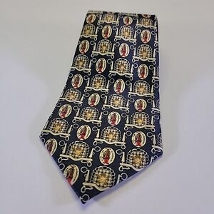 Rene Chagal‎ Hand Made Necktie Novelty Religious Icons Navy Blue Neck Tie